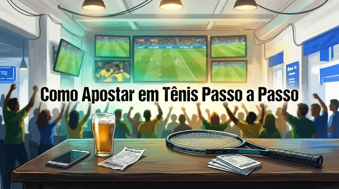 Raquete de tênis e comprovantes de apostas.